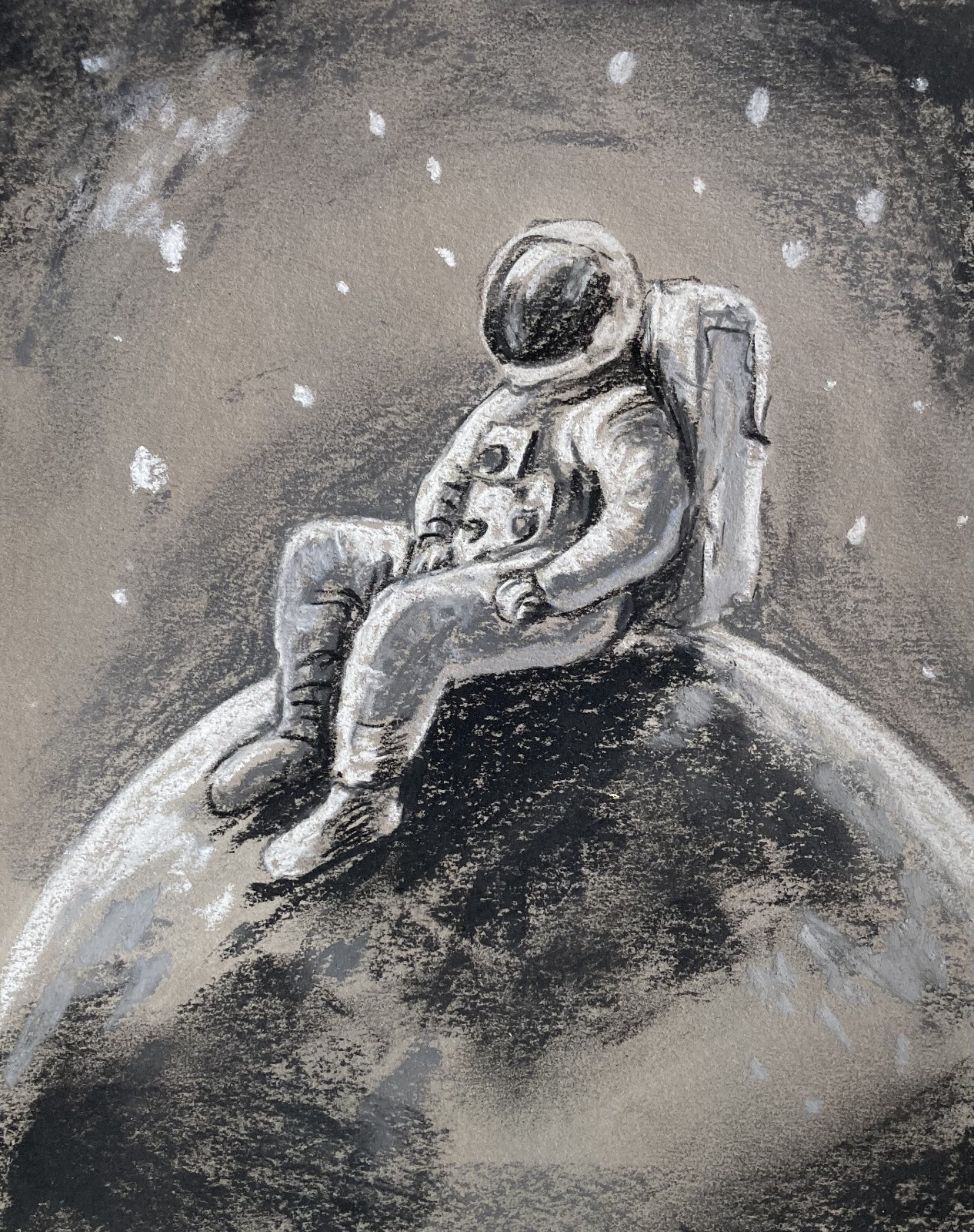 Pastel Painting Drawing Dorothy Laz Astronaut Space Cosmos