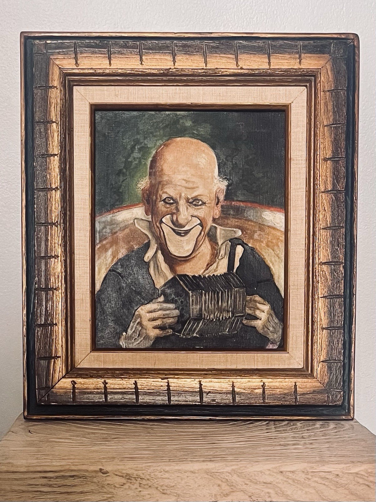 Rare Signed Marcel Prunier Oil Painting Circus Clown Portrait Paris France 30s