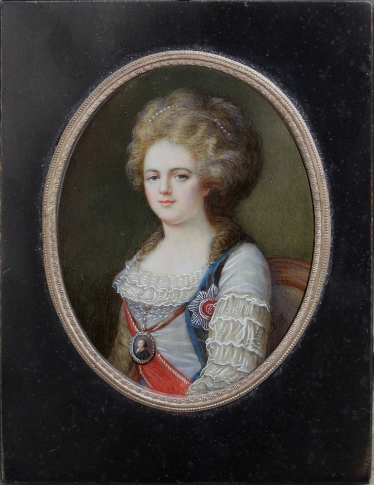 Portrait miniature of Maria Feodorovna,wife of Russian Emperor Paul I, 19th cent