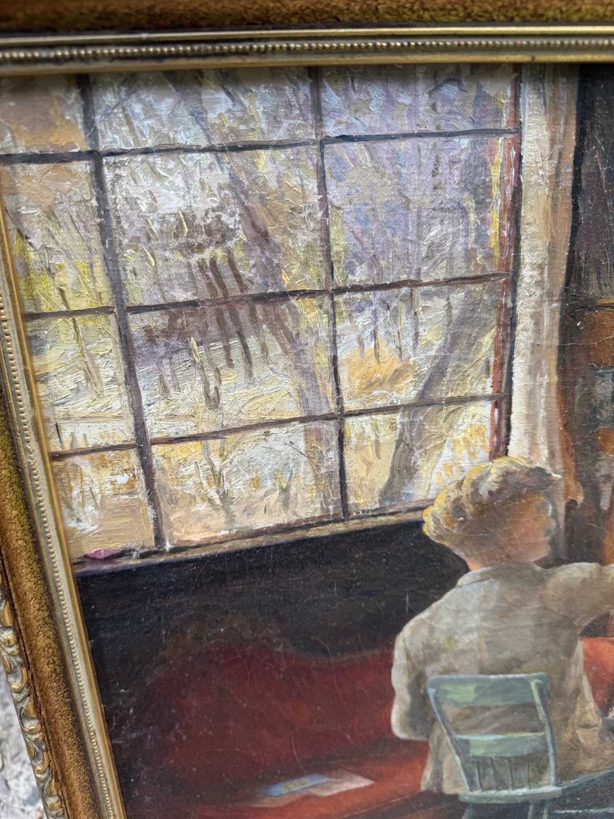 Nicely Executed Impressionist Oil Painting Turn Of The Century Signed On Back