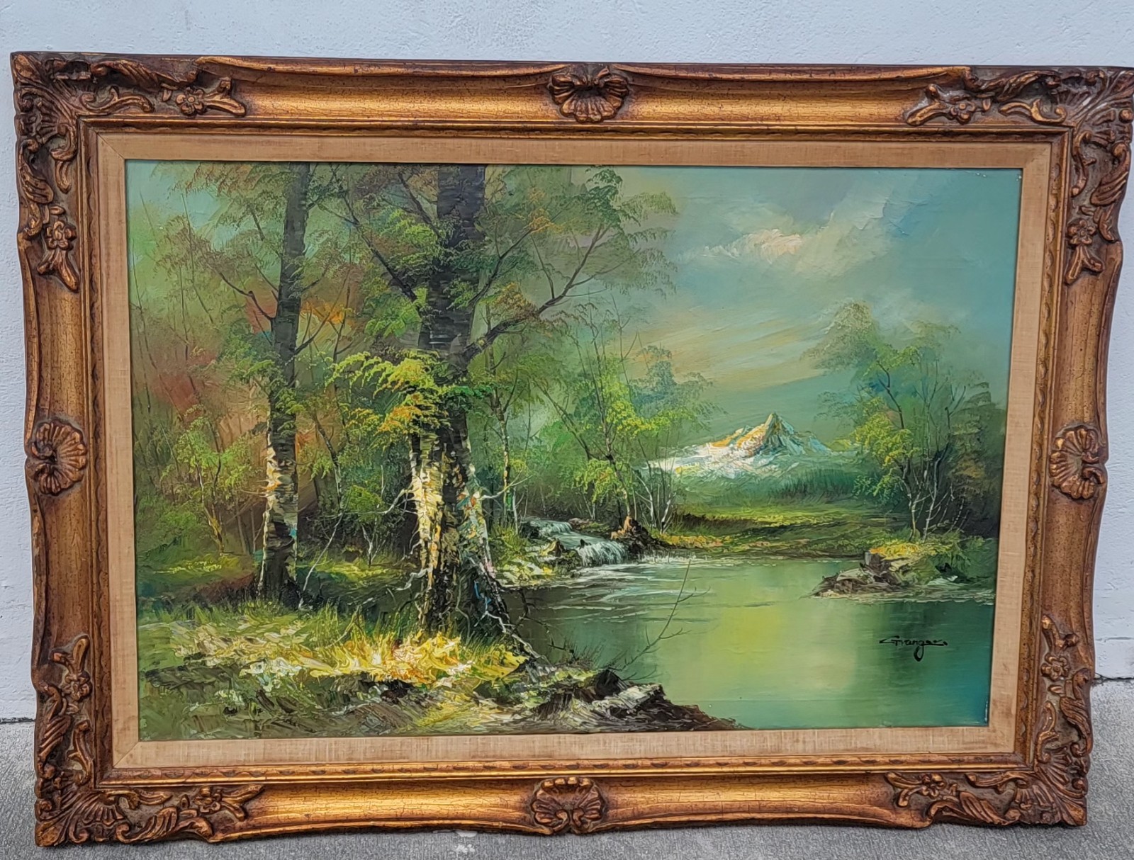 ORIGINAL CHARLES HENRY GRANGER LANDSCAPE 31X43 » IN A GOLD GILTED WOODEN FRAMED