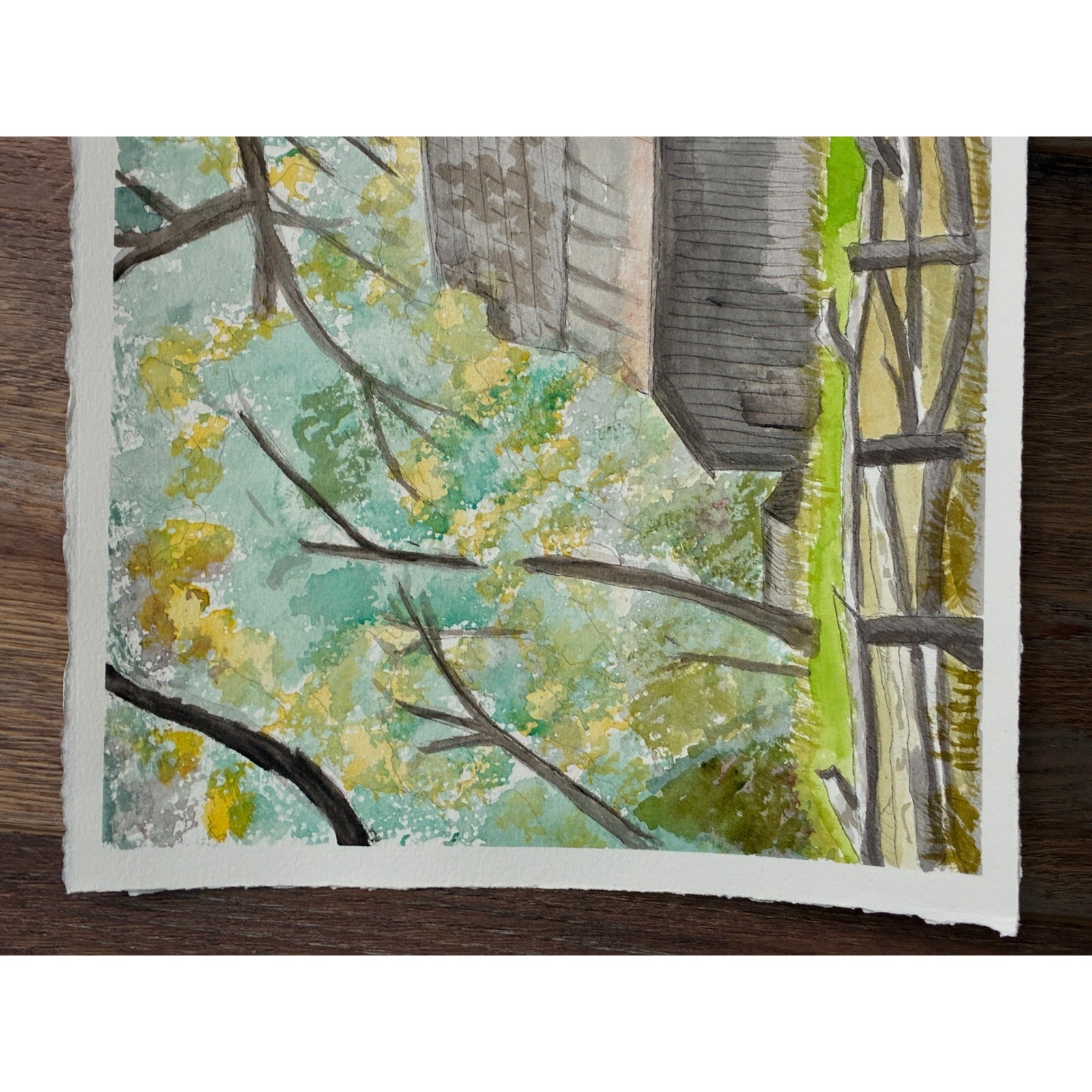 Hideaway at Lake George Watercolor Barn Signed 2021 11×15 Warren C Plauche