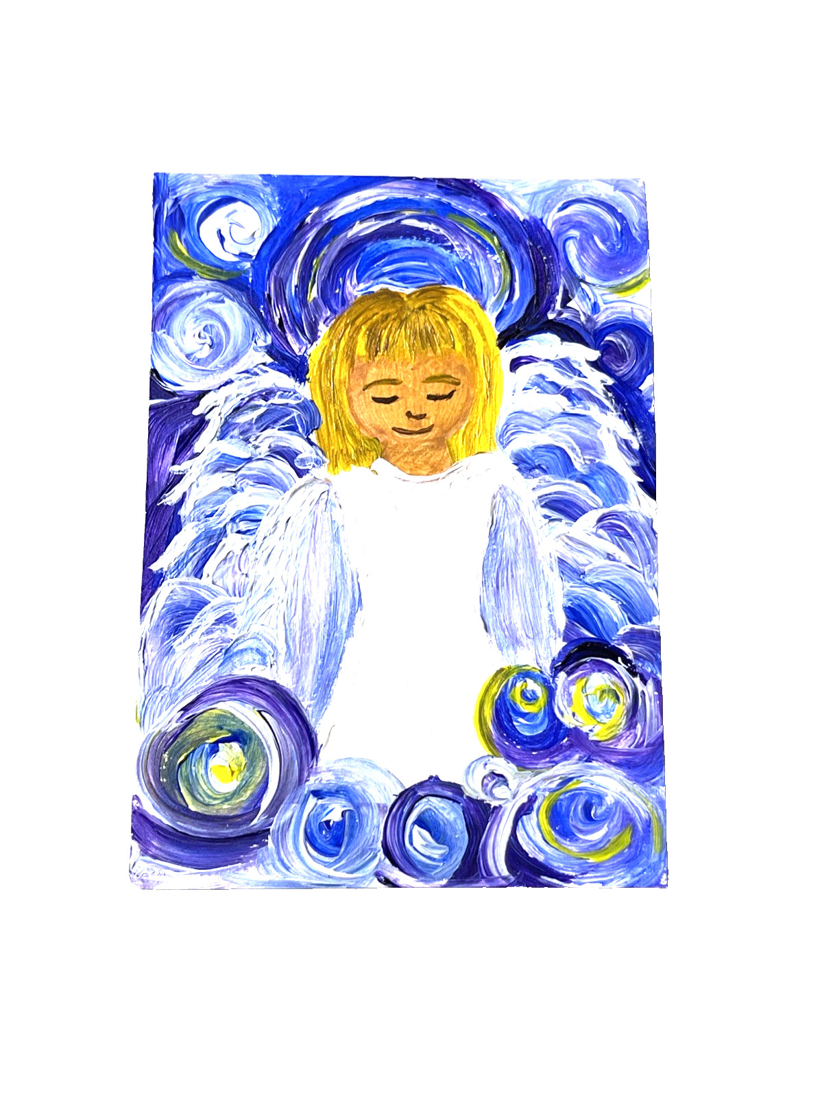 ACEO Original Painting Card 2.5in x 3.5in Angel Wings Art Card Love Hope Faith