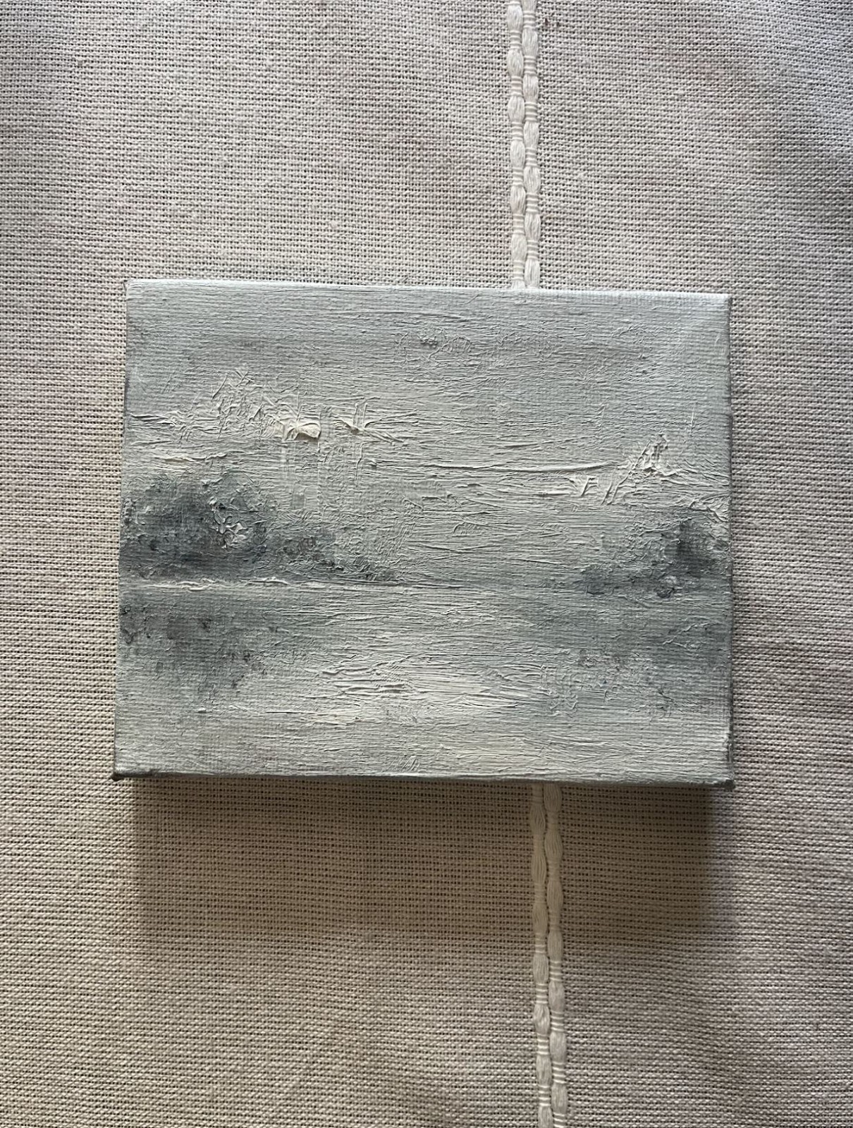 Original Mini Abstract Painting “Misty Horizon” 4×5″ | Acrylic on Canvas | Textu