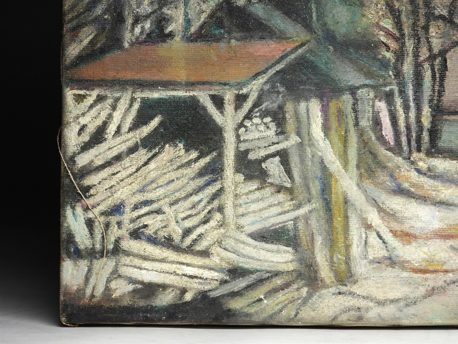 1946 William H. Hollis New England Wood Shed Homestead Landscape O/C Painting