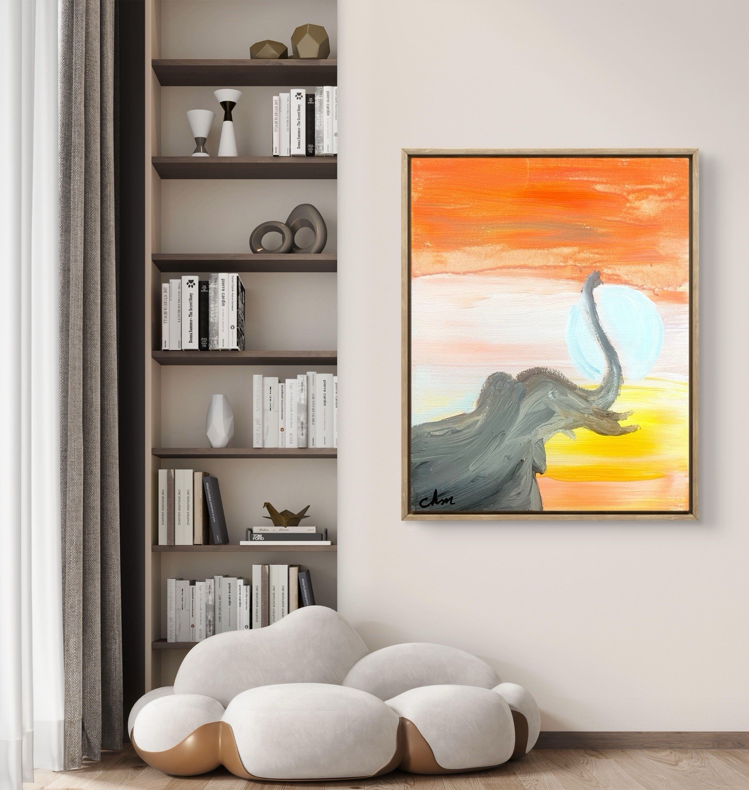 11×14 Elegant Elephant Expressionism Abstract Original HandmadeSigned Colorful