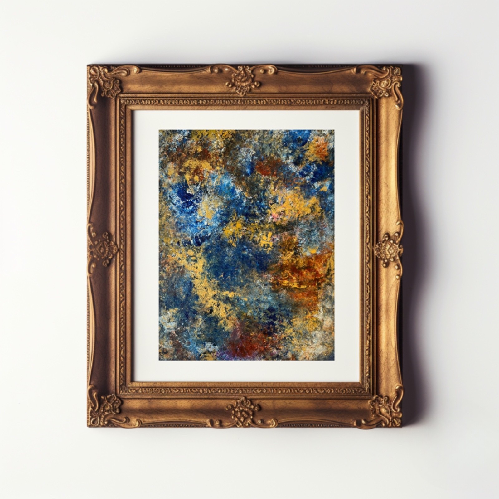 Painting Original Abstract Art Matted 11×14 Blue Modern Acrylic Jimarieart