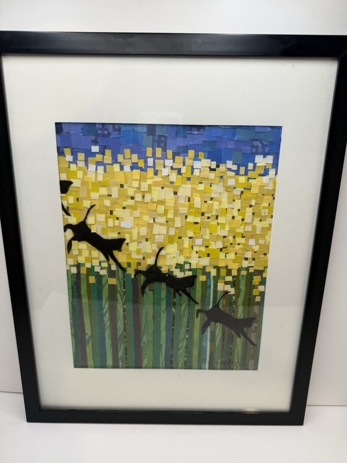 Original “Black Cat” Art Mixed Media By C Neary 12×15”