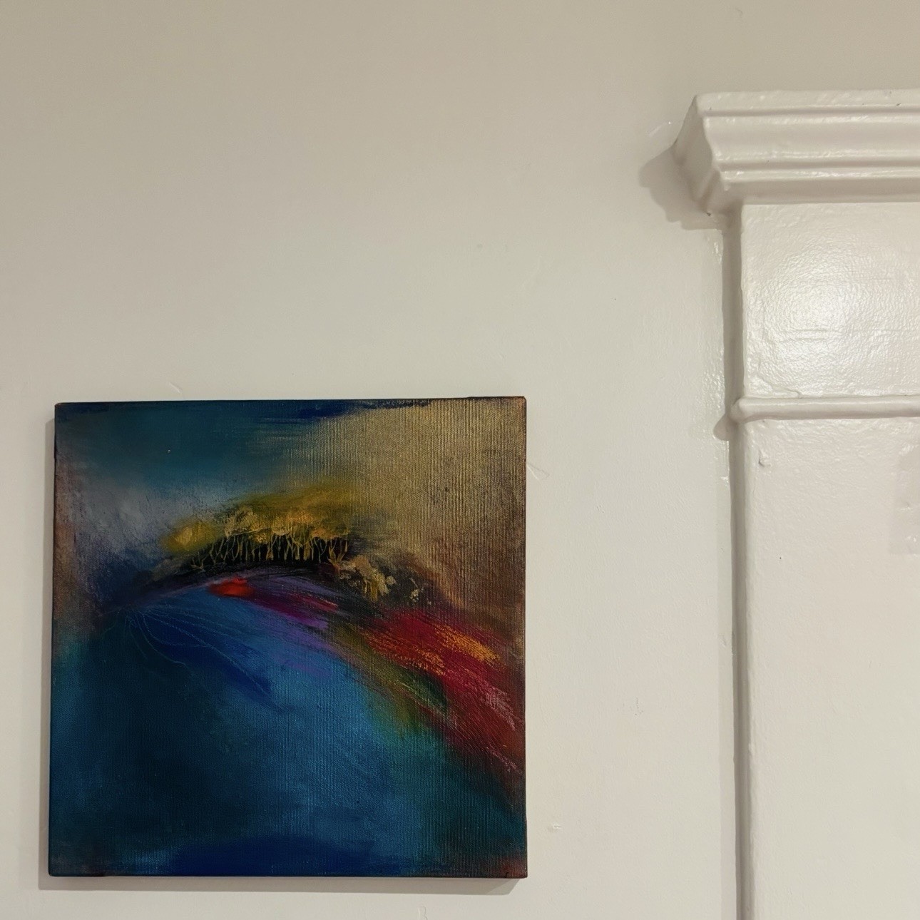 Original Fine Art 1996 Vintage Abstract Modern Signed Studio Painting 12” Canvas