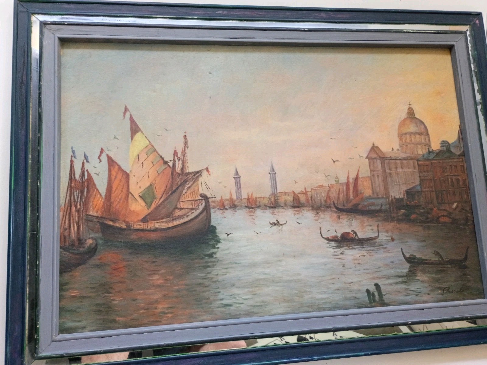 PAUL PASCAL (1839-1905) ORIGINAL FRENCH ANTIQUE VENICE CANAL SCENE OIL PAINTING