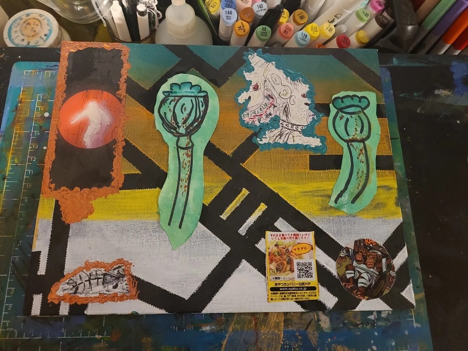 Original Art Monkey Poppy Desert Chimp On Back Heroin Chimp Drug War Casualties