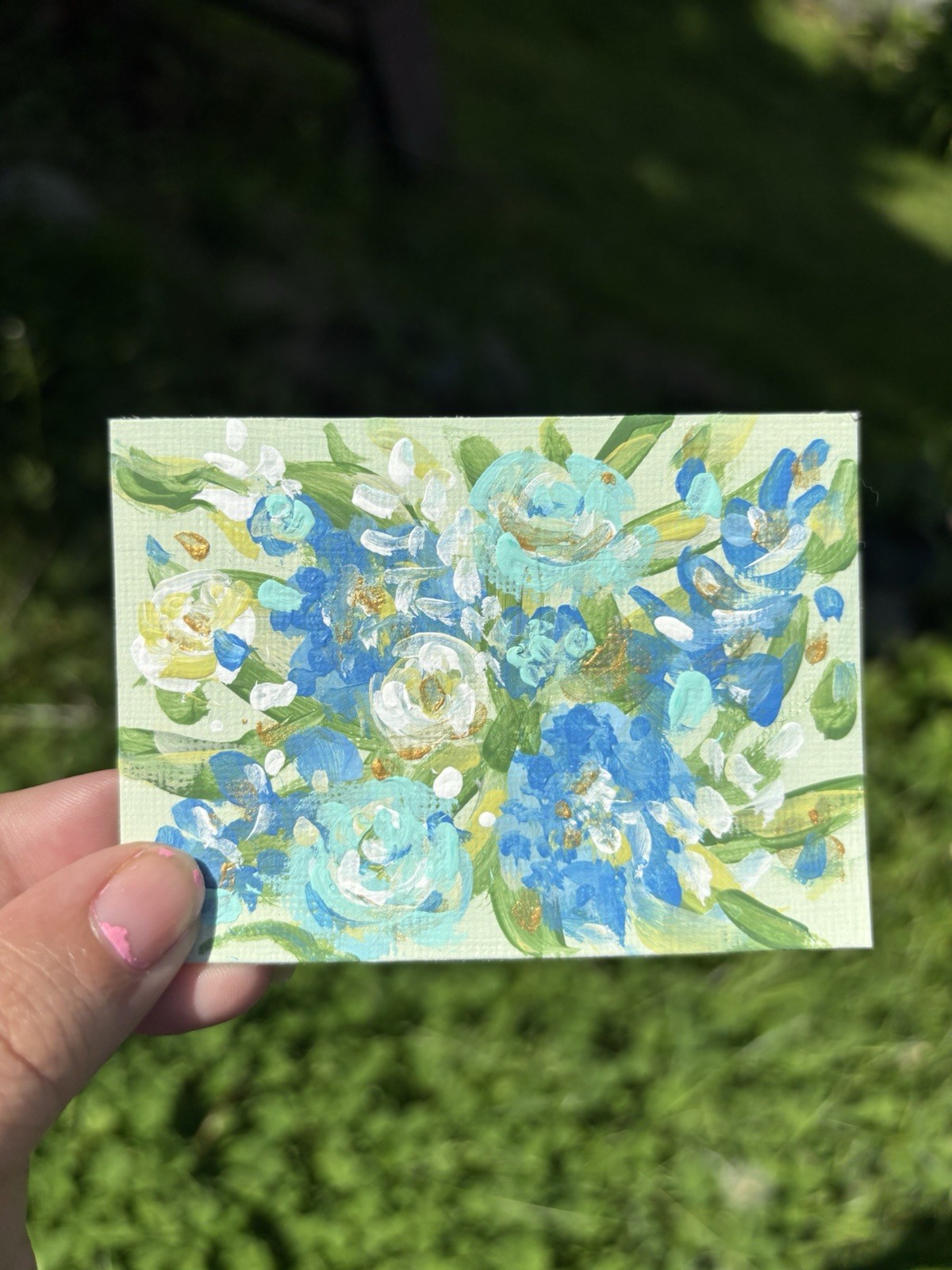 ACEO original small miniature floral flowers bouquet painting unframed art