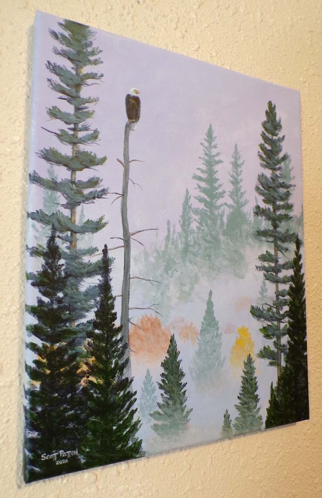 Scott Patton Art: «Forest Sentinel: Bald Eagle» Original North Woods Painting