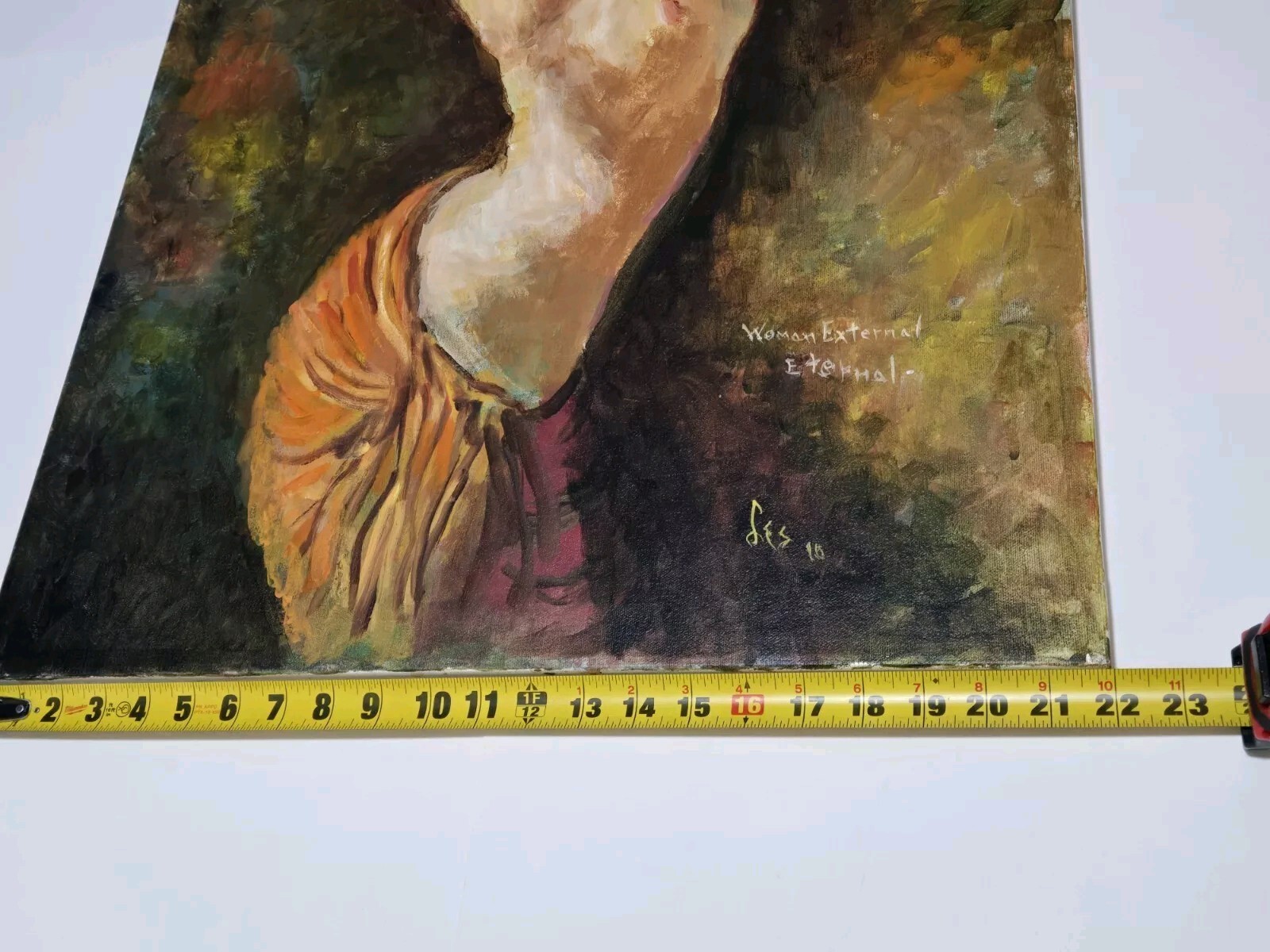 Impressionist Style OOAK Painting On Canvas Nude Woman Portrait 28×22 Signed