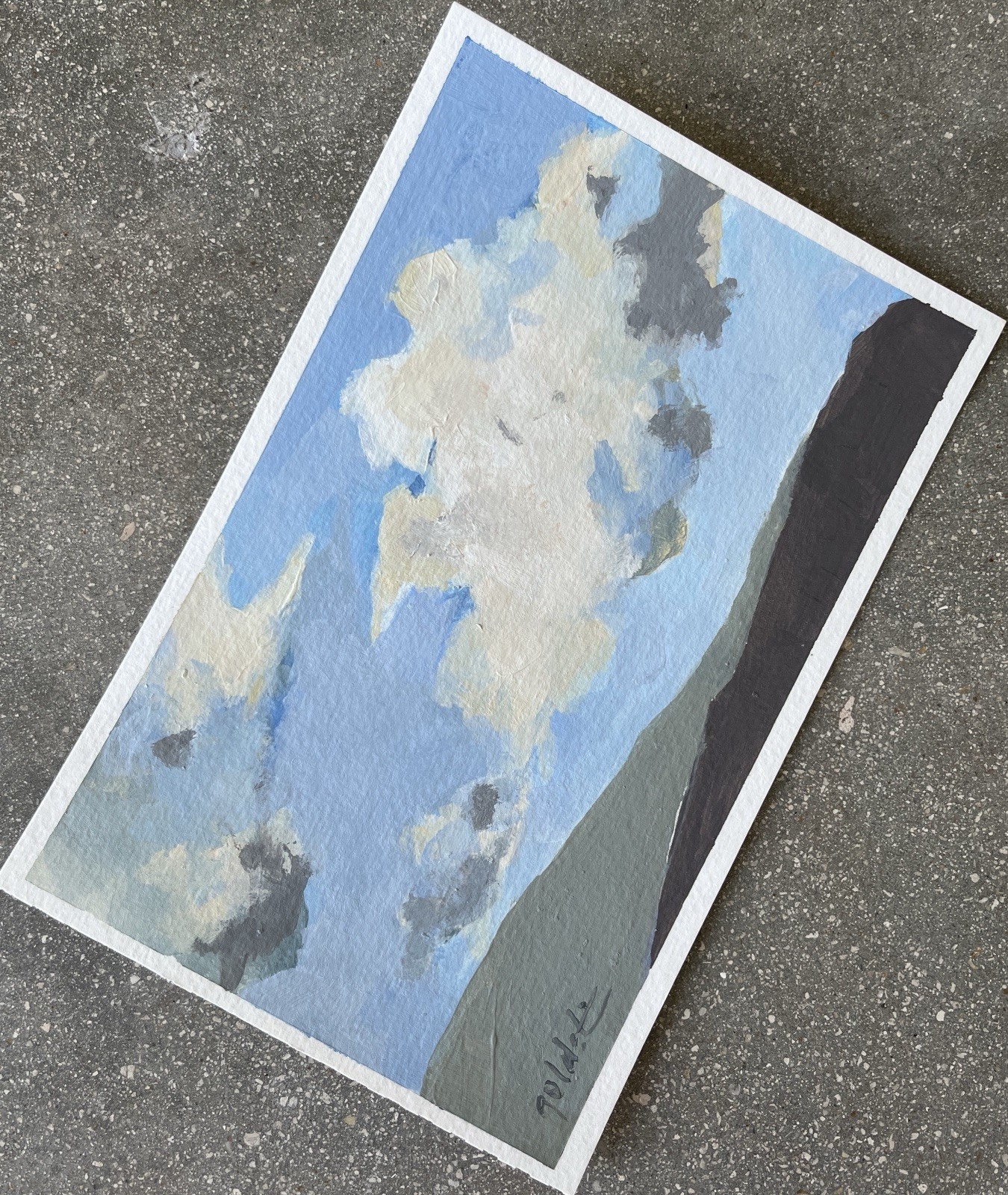 Original Contemporary Cloudscape Painting on Watercolor Paper Signed Fine Art