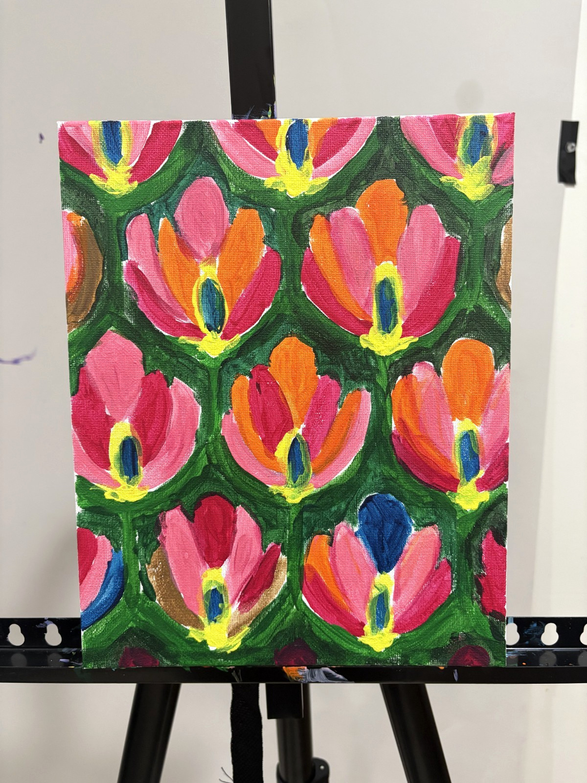 Abstract Flowers Wall 8×10 Canvas Colorful Vibrant Plant Art Home Decor