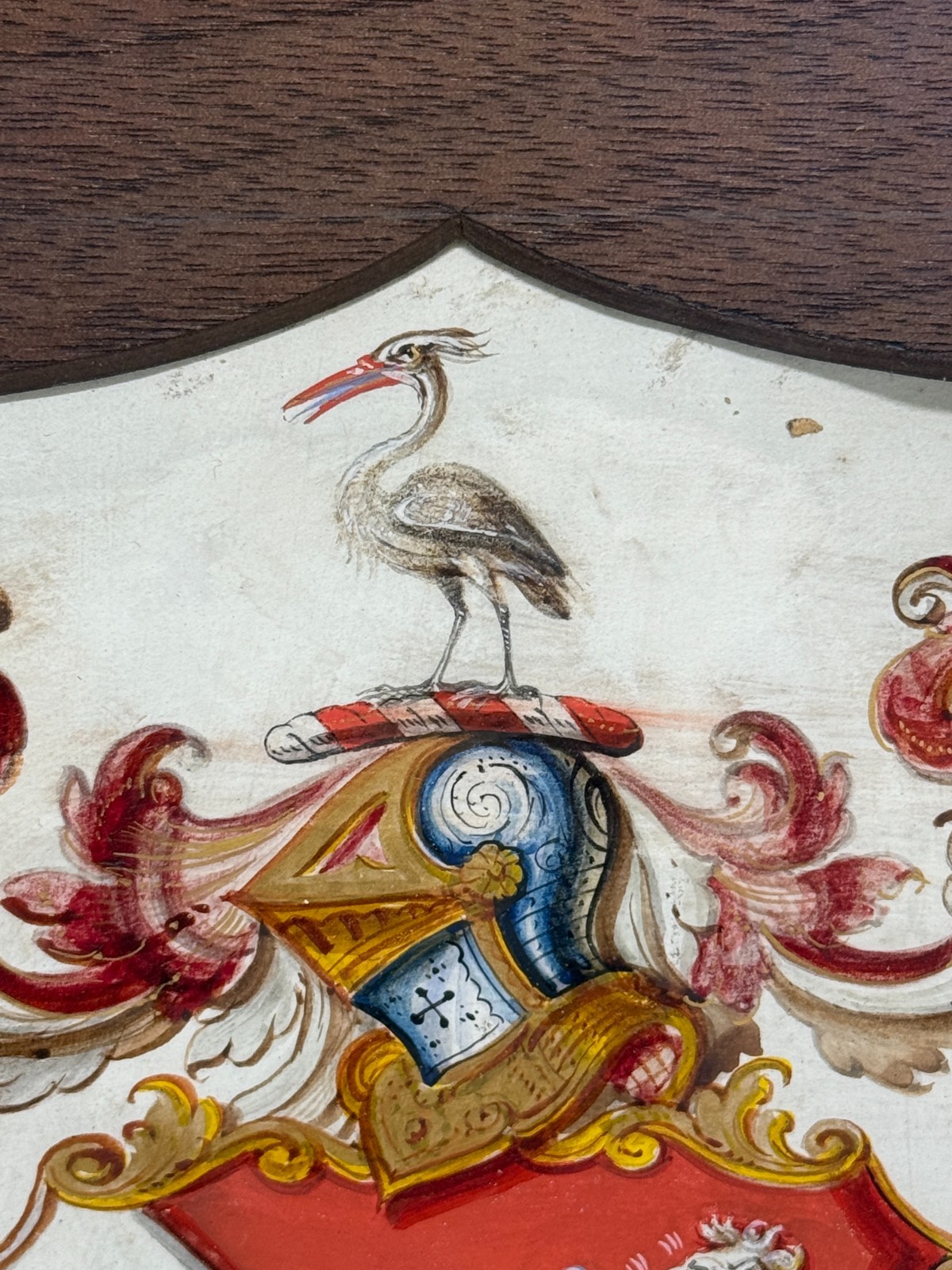 Heraldic Shield Painting on Vellum, Motto “L’Espérance Me Soutient,” 19th C