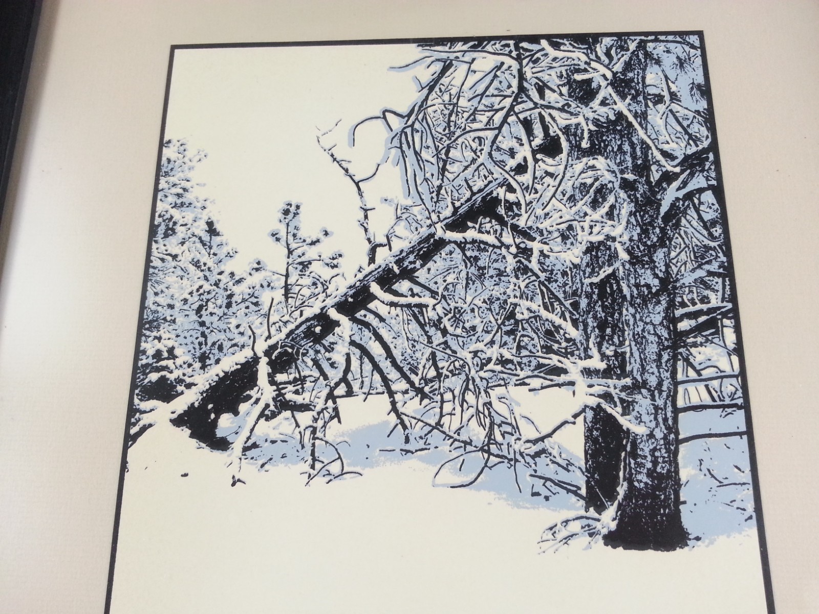 Vintage 1976 C R Pierce Fallen Tree Winter Forest Landscape In Snow