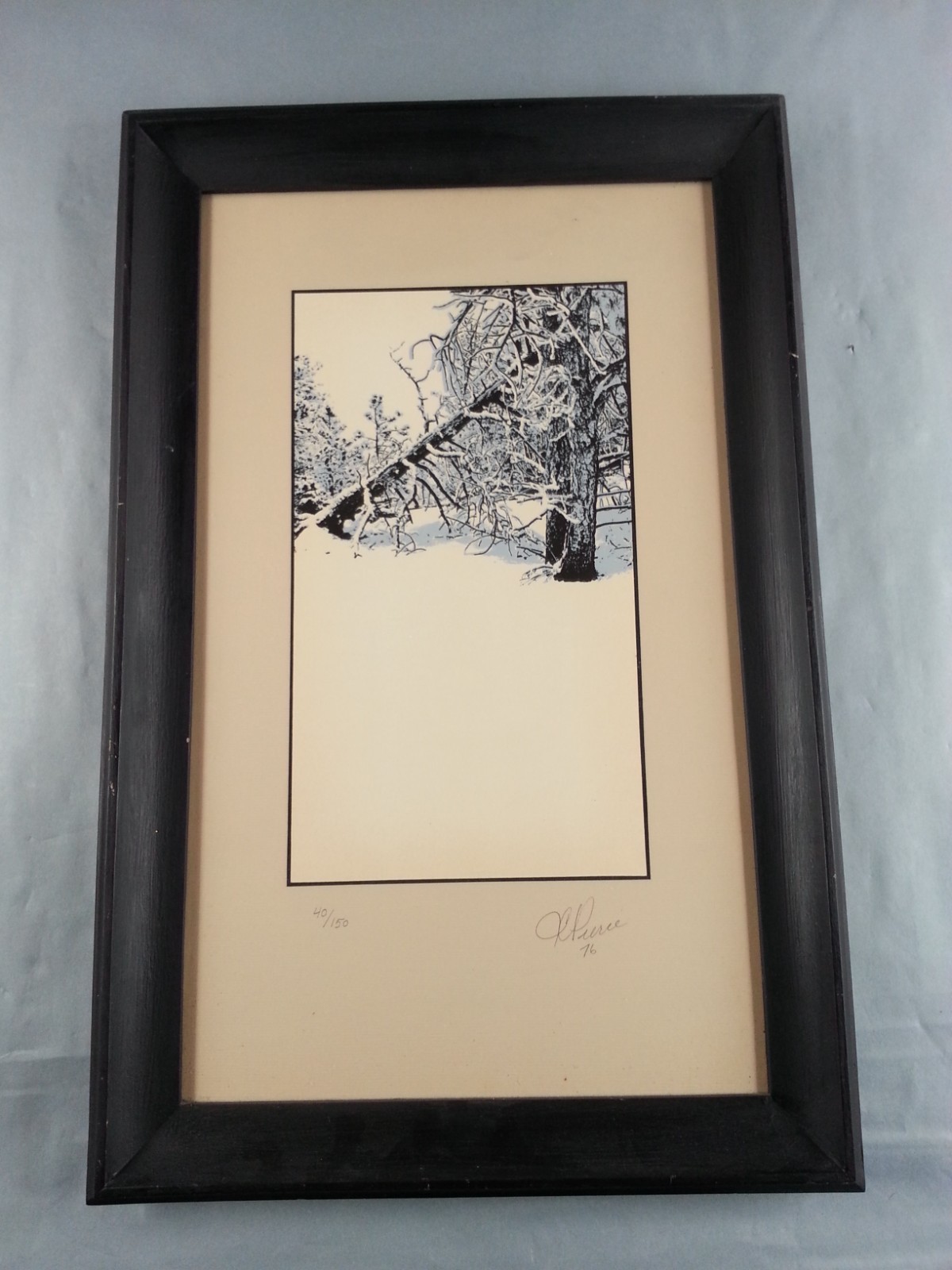 Vintage 1976 C R Pierce Fallen Tree Winter Forest Landscape In Snow
