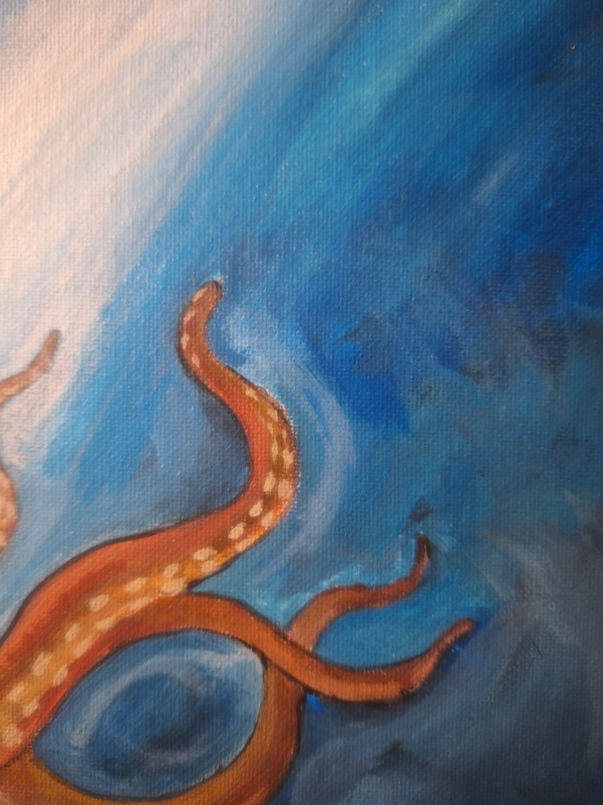Orginal Deep Sea Octopus 9×12 Impressionist Acrylic Panel Painting