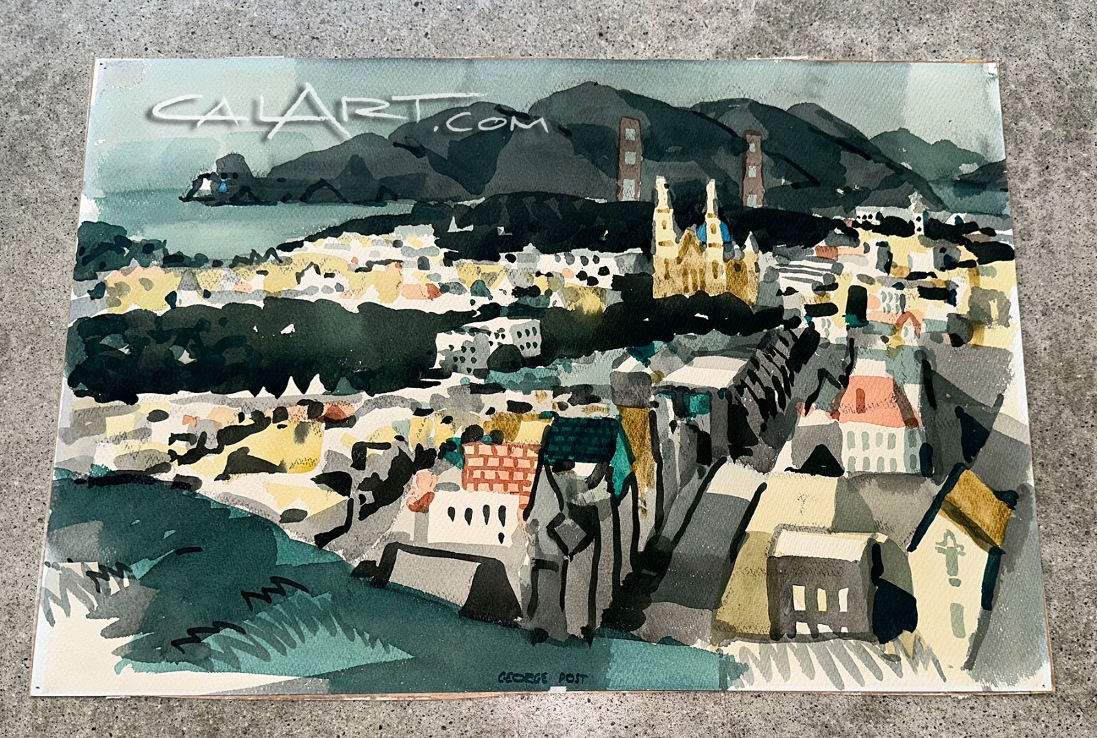 1950s SAN FRANCISCO CITYSCAPE by CaLiFoRnia REGIONALIST GEORGE POST – MODERNISM