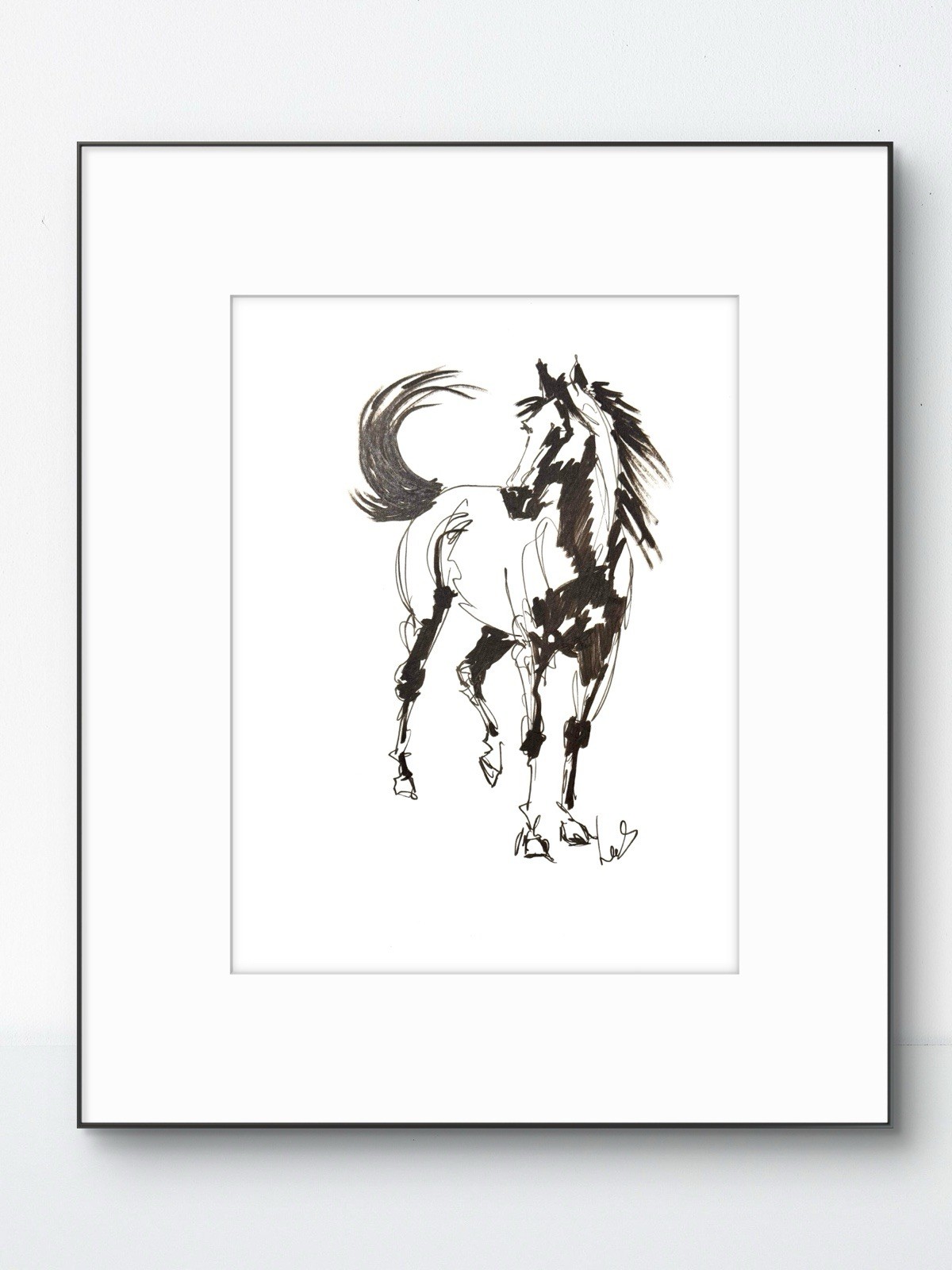 Original Abstract Expressionism 9×12 Horse Paper Handmade Signed Fine Art 20
