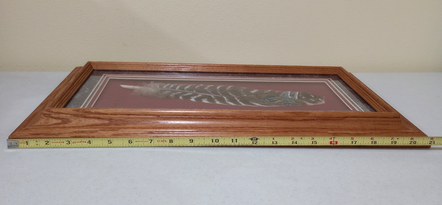 Beautiful Framed Hand-Painted Wild Turkey Feather Wildlife Art, One of a Kind