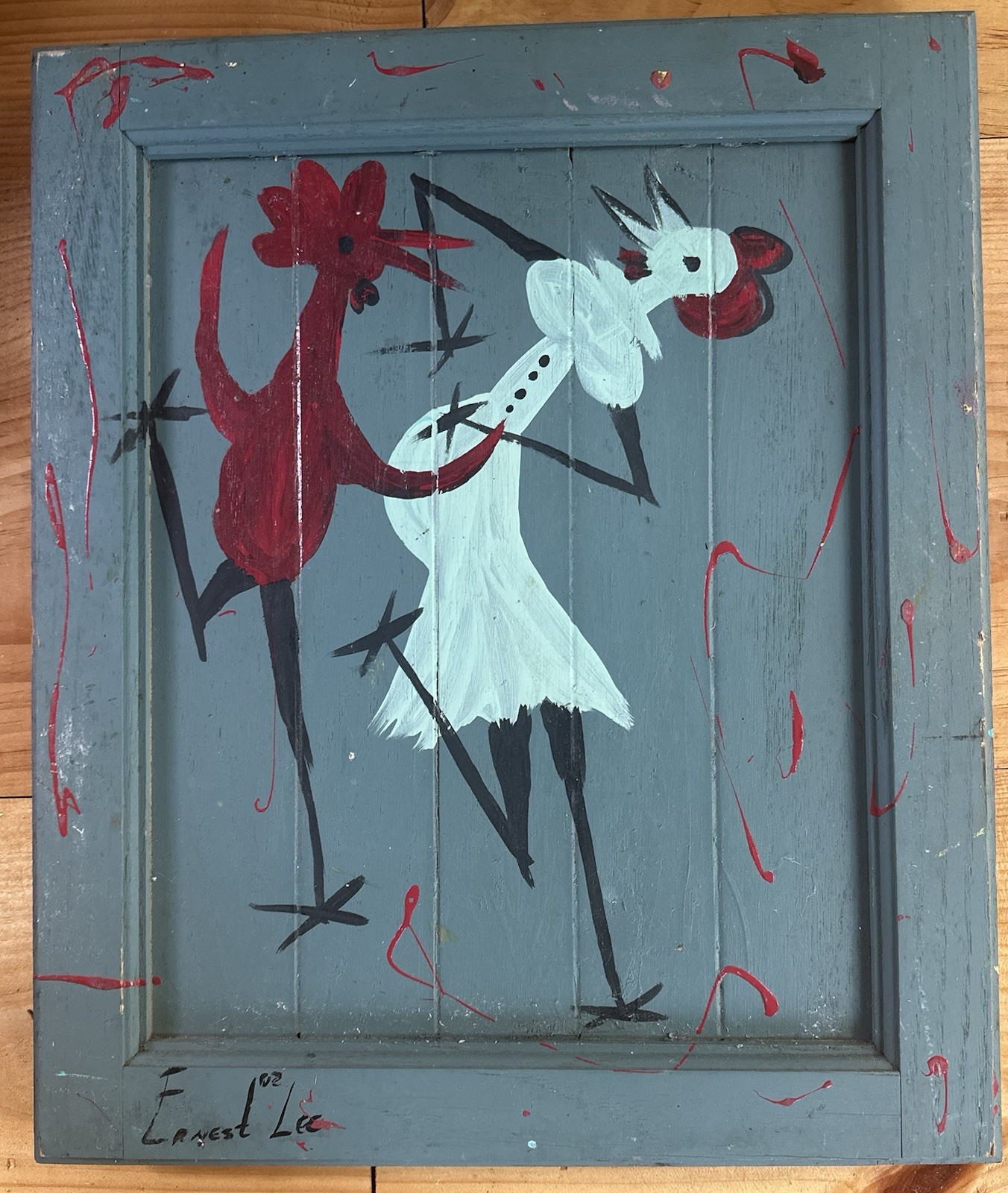 Listed Artist Ernest Lee Original Folk Art Chicken Man ERNEST LEE