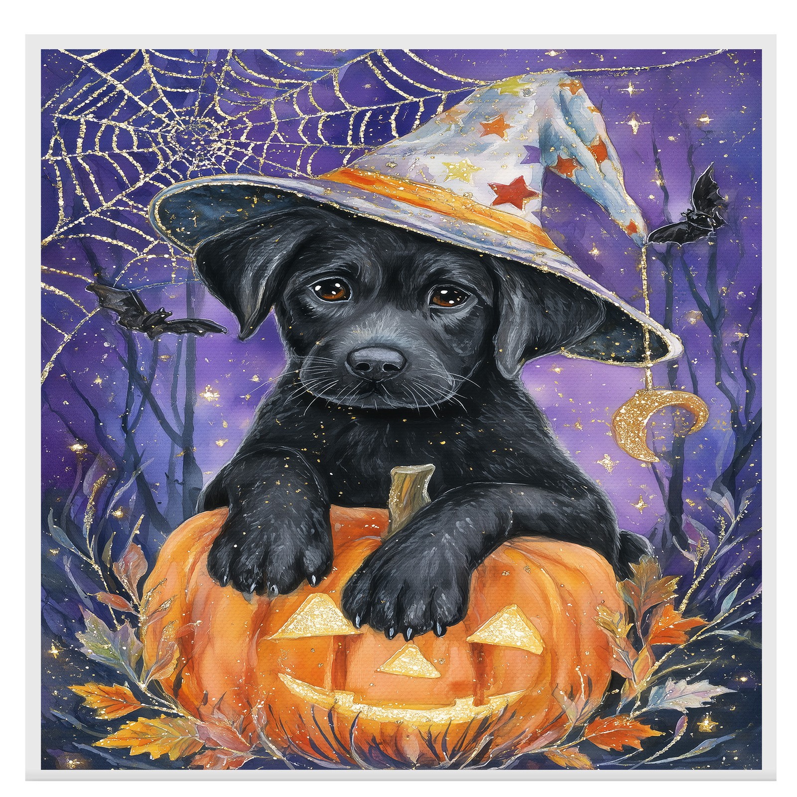 Labrador Pumpkins Canvas Maple Leaves Decor for Pet Lovers Indoor Decorations