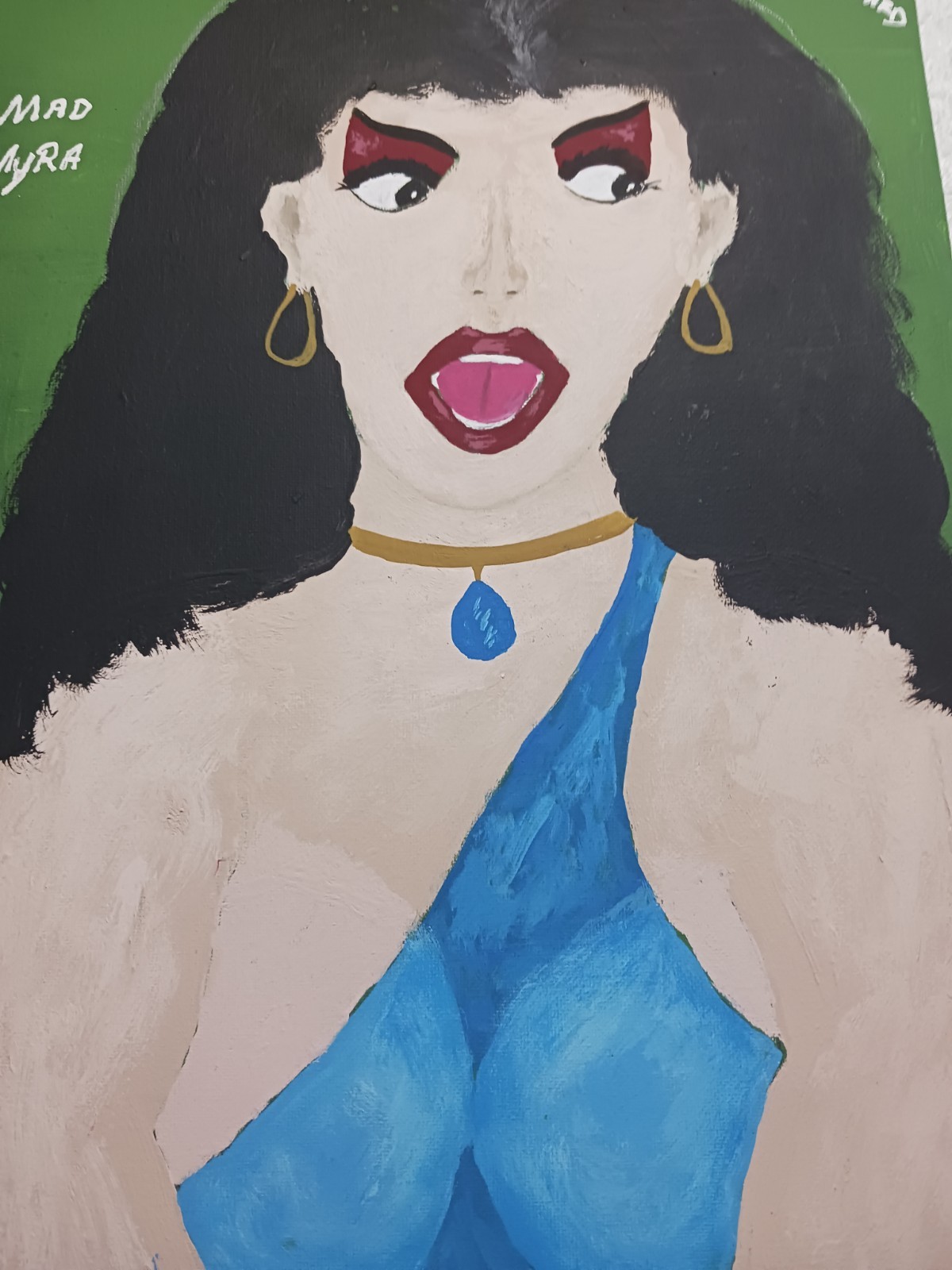 FEMALE PORTRAIT PAINTING 12×16 TITLED (MAD MYRA) A BRIGHT PORTRAIT IN ANGER