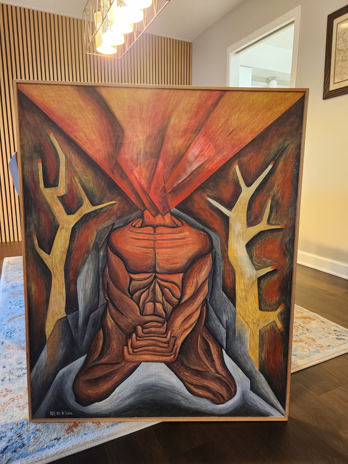 Jose Maria de Servin 1917-1983 Mexican master art important Cubism Painting