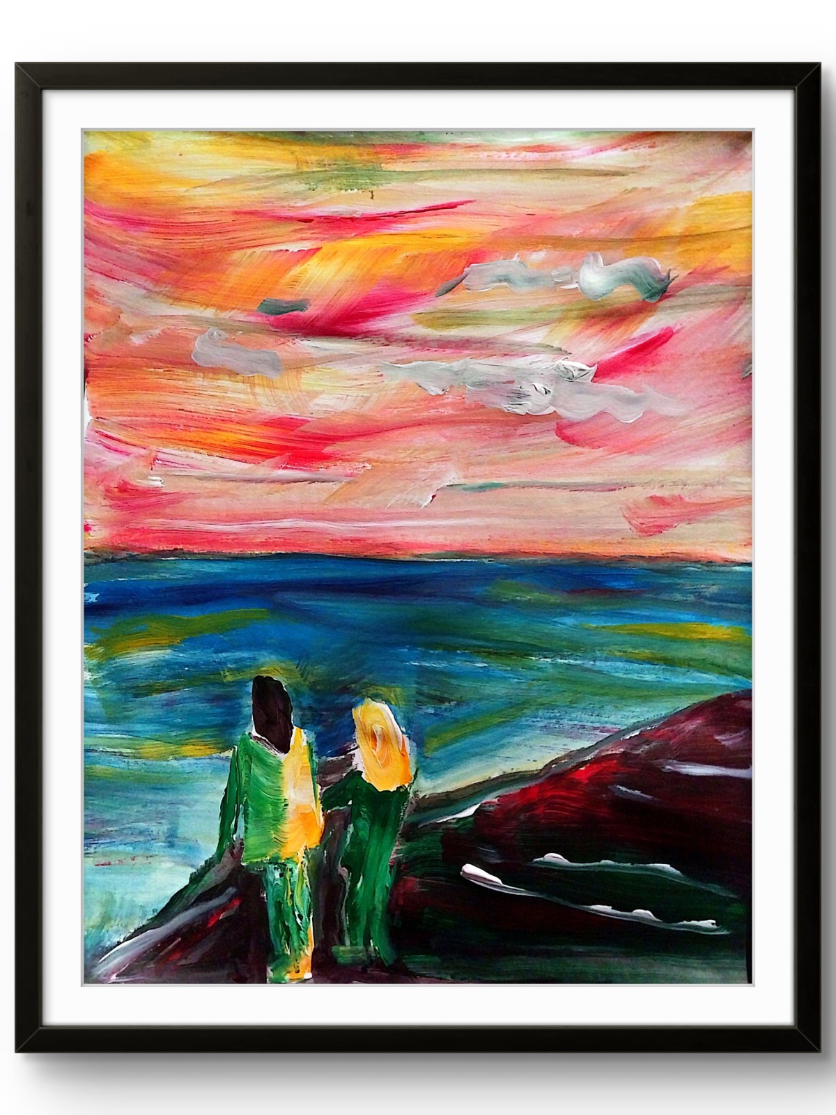 Seascape Modern Contemporary Original 11×14 Signed Paper Art Acrylic BACH