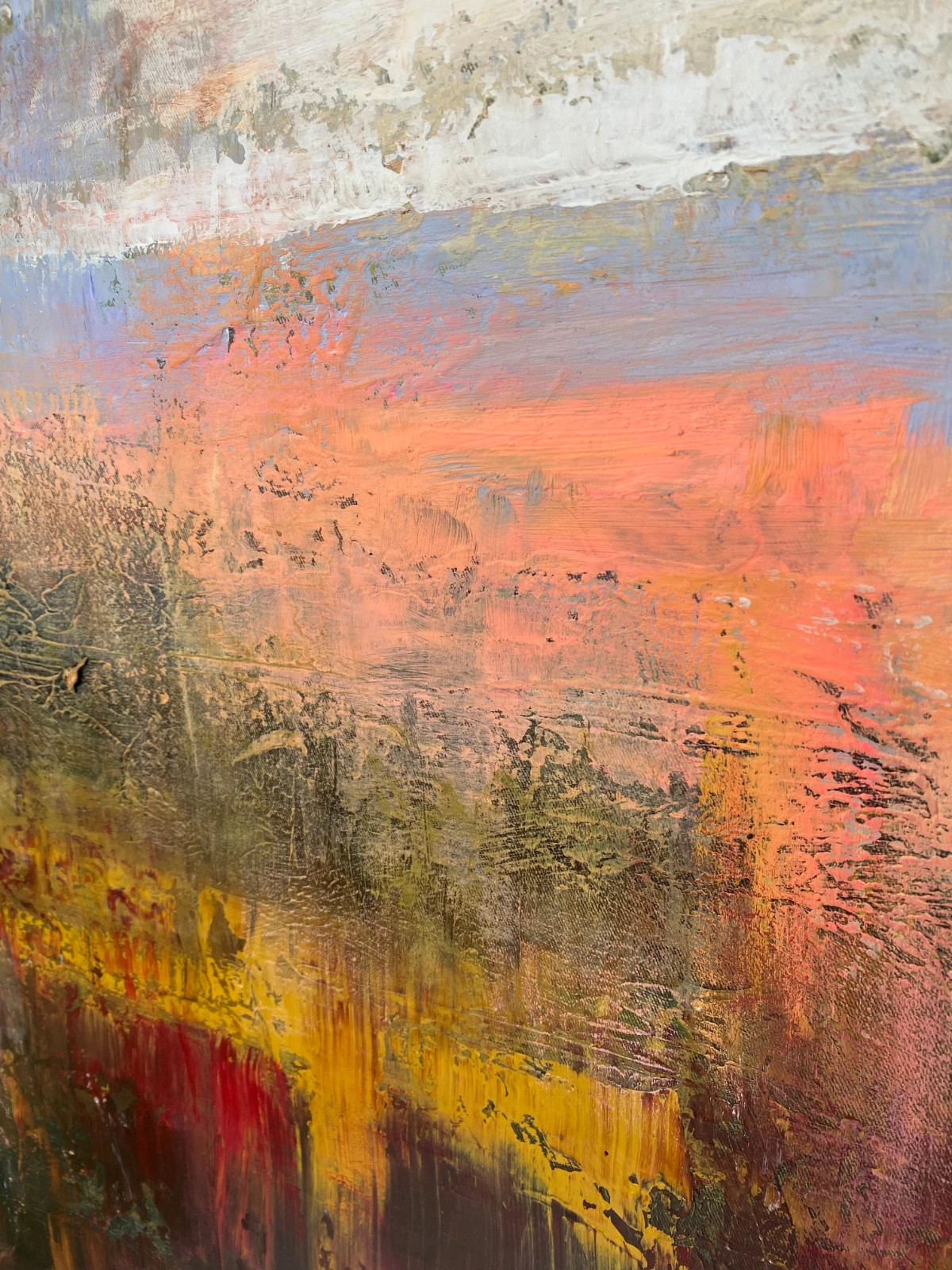 Abstract Landscape Painting Neutral Earth Tone Canvas Original Modern Art 50×50″