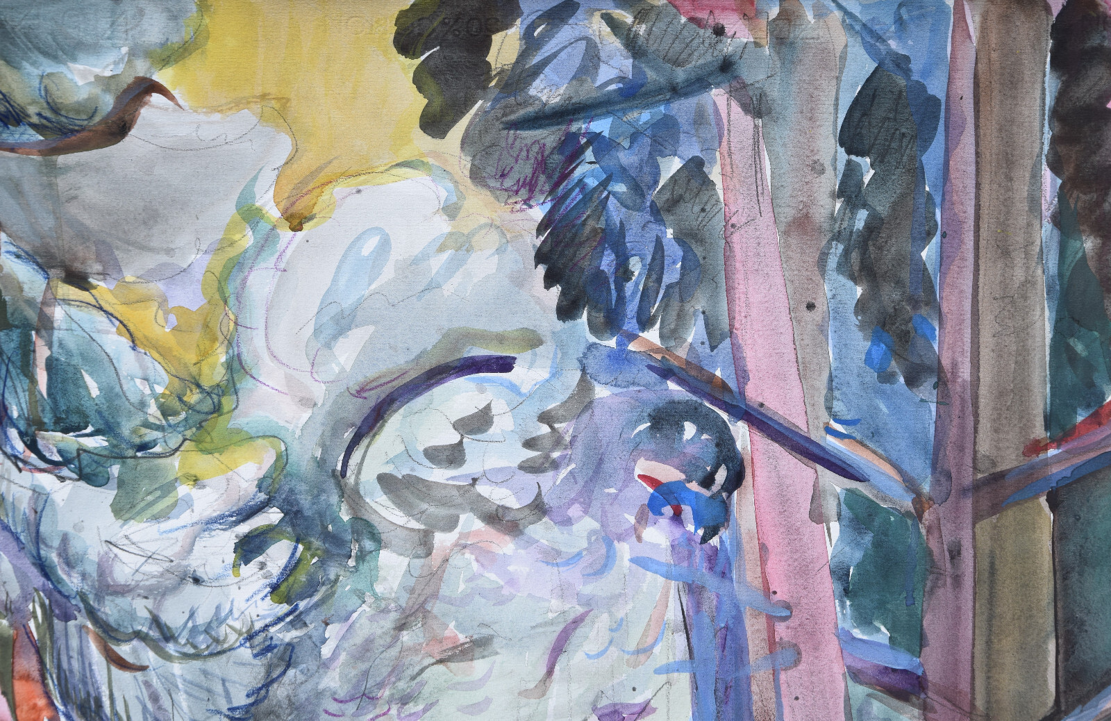 Peter Berndt 1937-2021 Berlin / Aquarell 1988 «Märkischer Kiefernwald» Havel