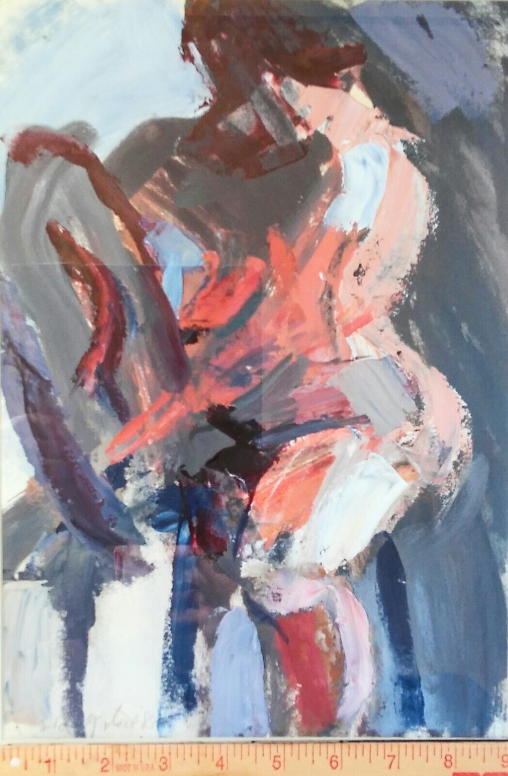 VINTAGE 83′ COLORFUL IMPRESSIONIST OIL PAINTING~SIGNED~FEMALE-LOOK !