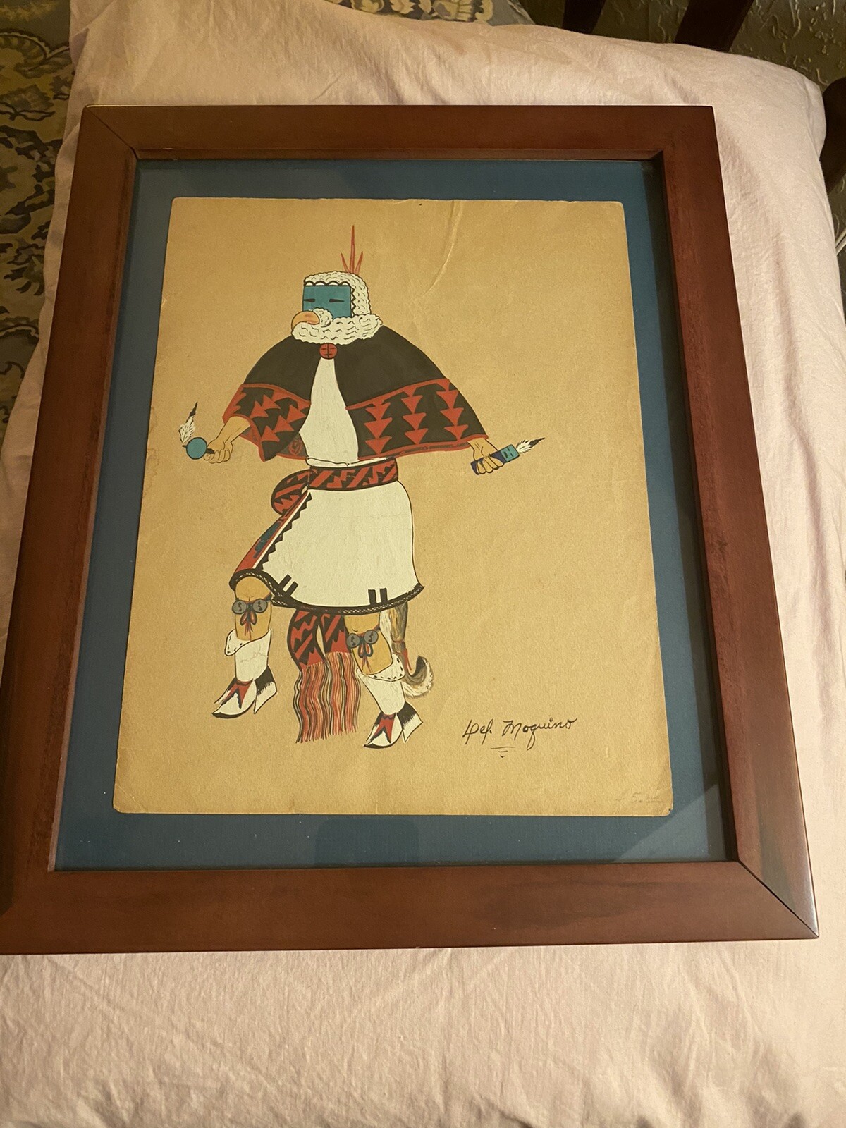 Delfico Moquino Zia Pueblo American Indian Eagle Dance Original Painting￼ 1948