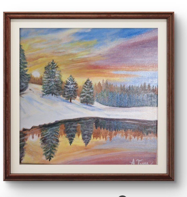 Original Pastel Landscape 12×12 Signed Acrylic Canvas Wall Art Impressionist