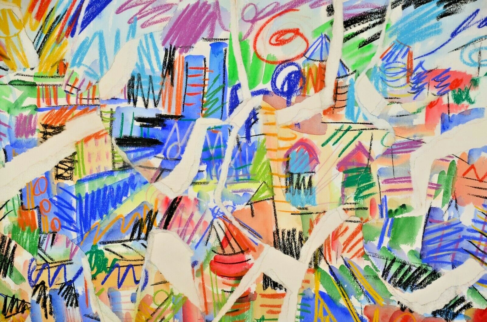 DIANE TANCHAK Original Vintage Signed Abstract Mixed Media Collage Oil Painting