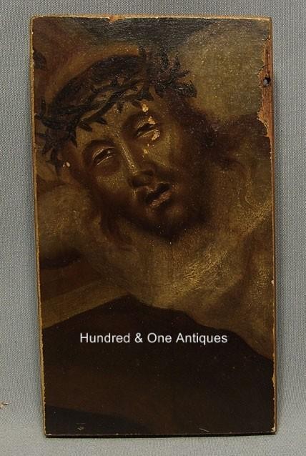 Antiqique 17-18th century Painting Thorn Crowned Head of Jezus Christ Old Master