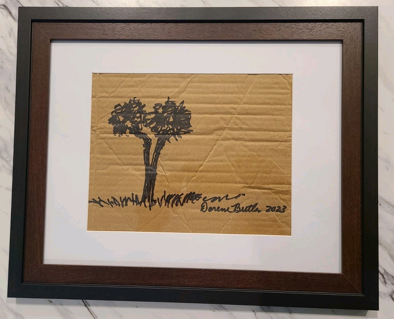 Florida Palm Clearing Original Sketch 8″x10″On Cardboard Framed & Wall Ready
