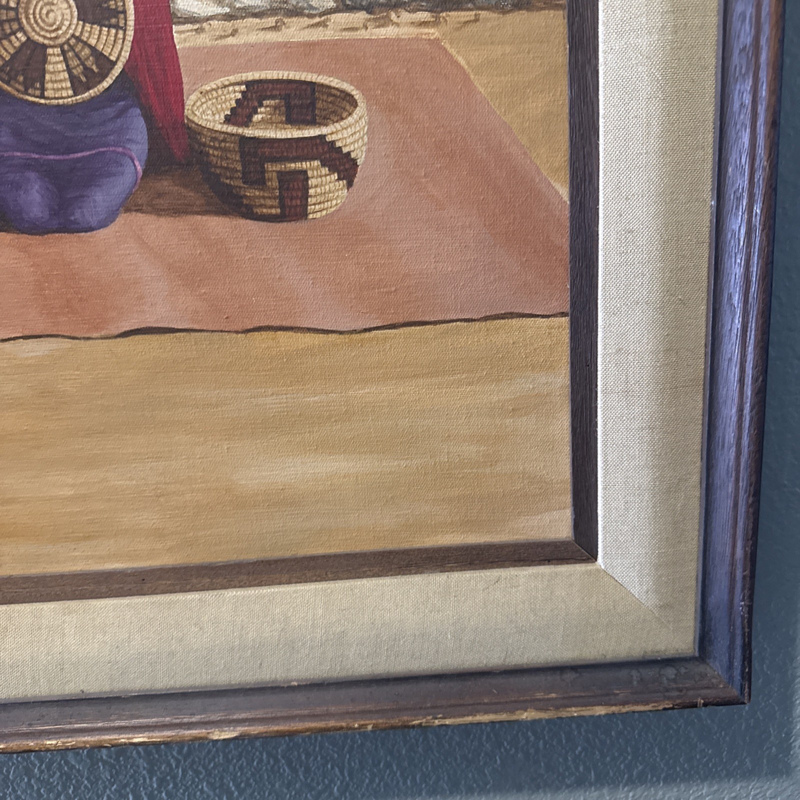 Vintage Signed Native American Portrait Oil Painting Framed Western Art Brophy