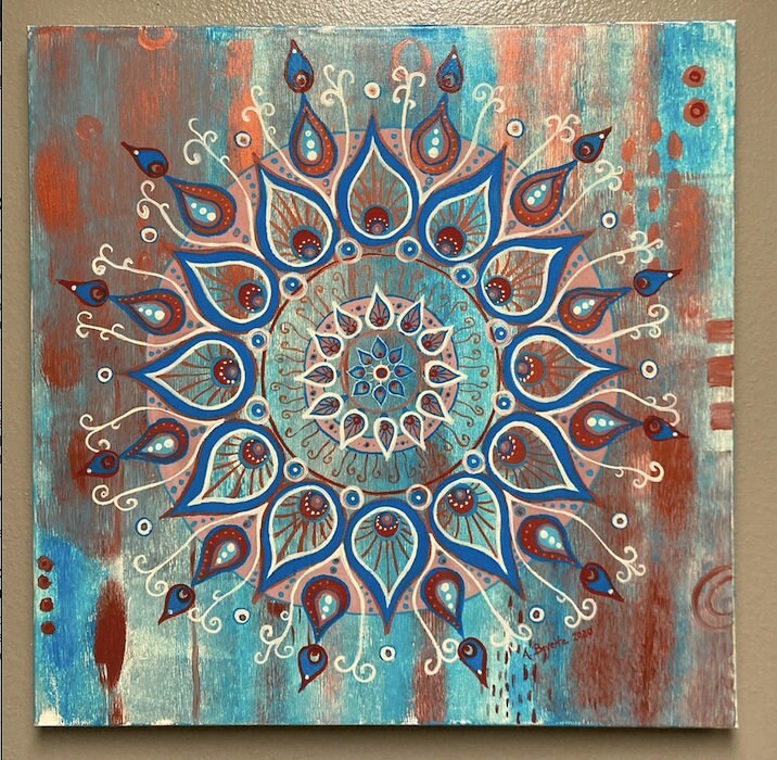 Abstract Painting MANDALA Acrylic Zen Spiritual Buddhism Meditate Circle Canvas