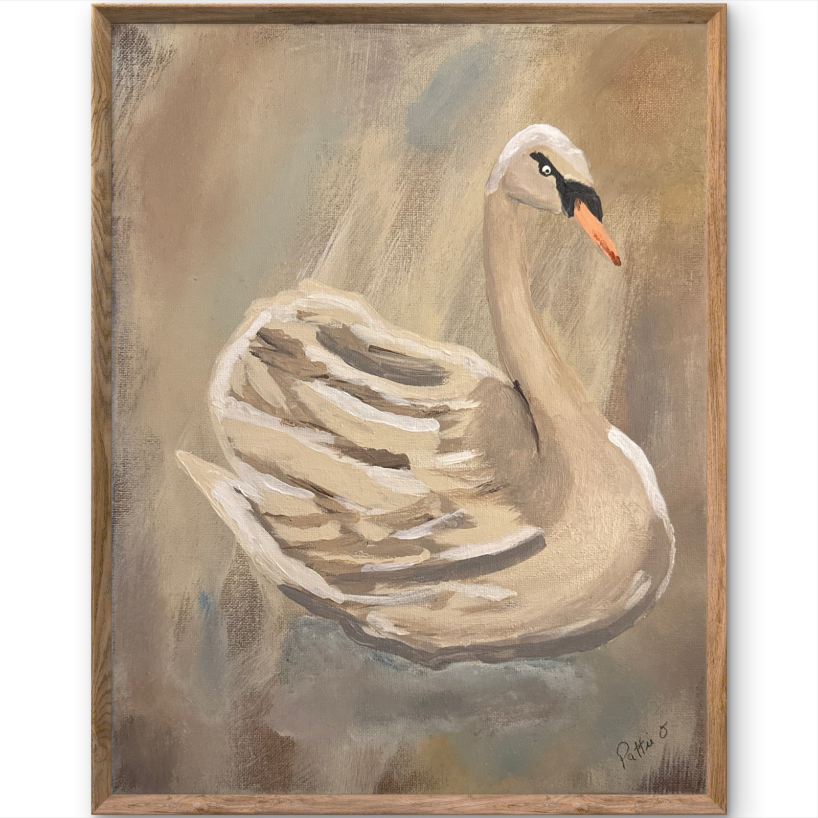 Swan Painting Cottagecore-Inspired Fine Art 14×11 Canvas Signed Home Wall Decor