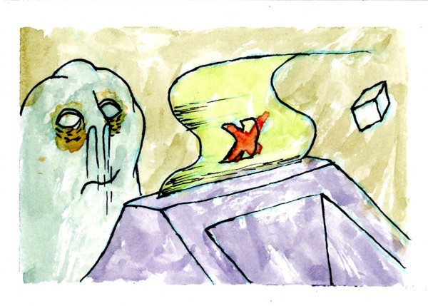 ACEO Art Card Original Watercolor ghost Hand Painted 2.5″ x 3.5″ Abstract