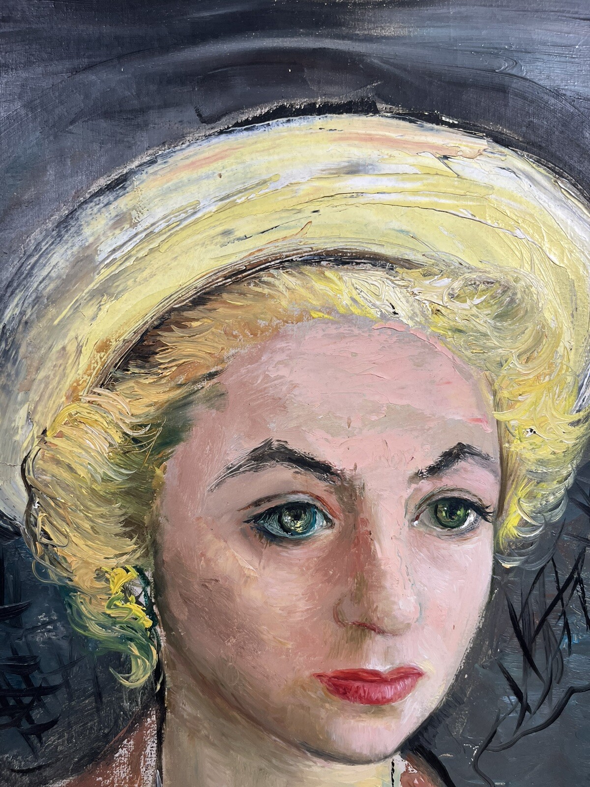 GLADYS ROCKMORE DAVIS MODERNISM ANTIQUE WOMAN PORTRAIT VINTAGE OIL PAINTING
