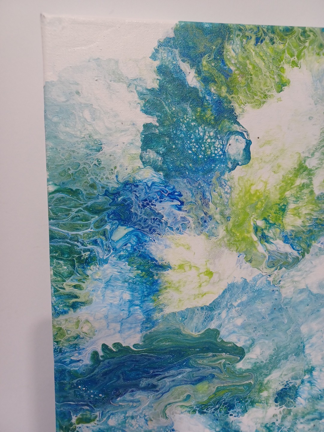 Abstract Water Scene , Acrylic Paint Pour Painting. 20×10. Artist BRENDA Newman
