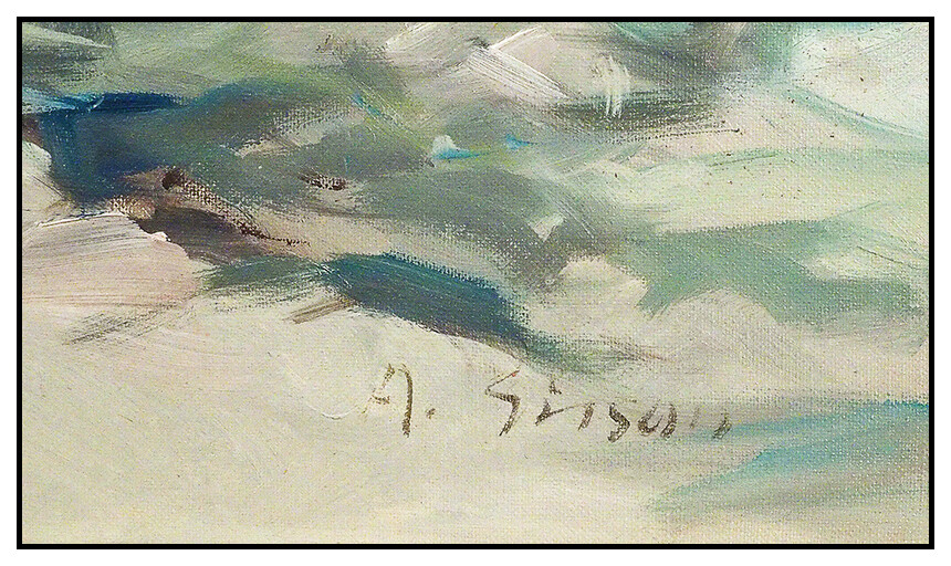 Andre Gisson Original Painting Oil On Canvas Signed Large Water Landscape Art