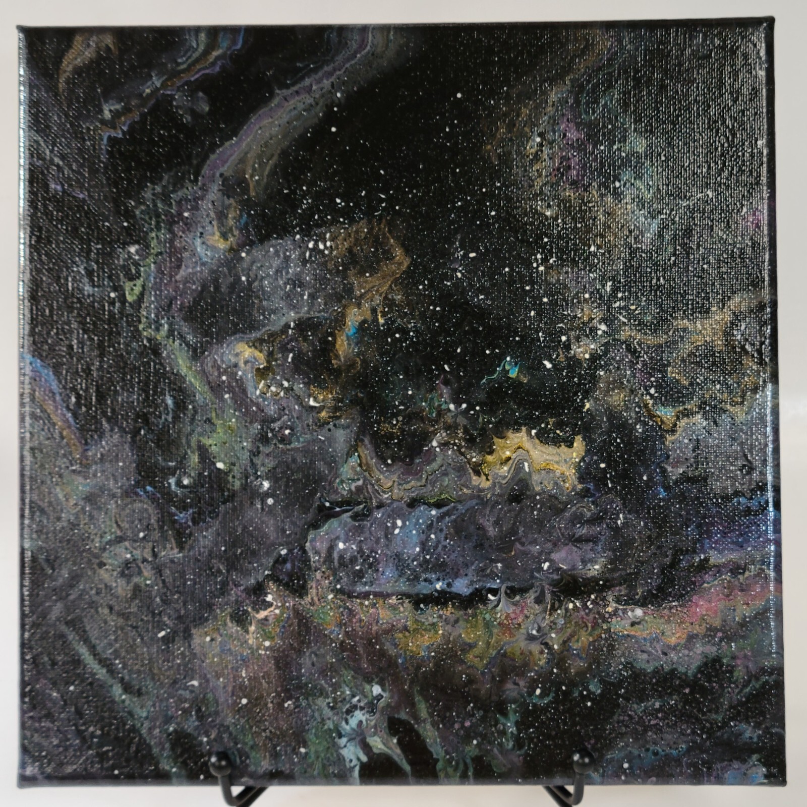Painting Acrylic Pour Art Abstract Original Unique 10×10″ Canvas