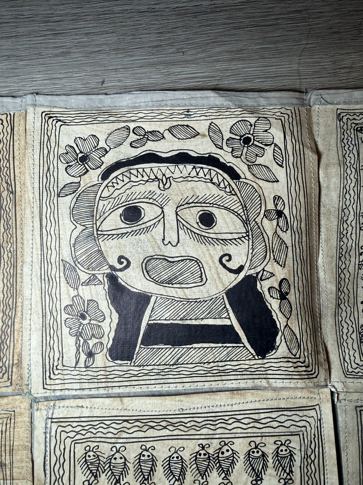 Tapestry 6FT Tala Pattachitra Engraving Handmade Indian Folk Art Boho Organic