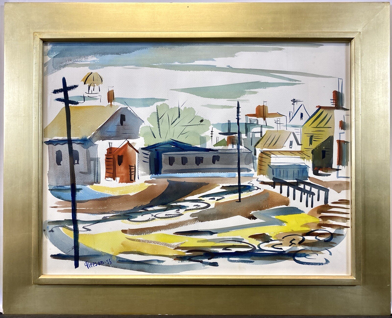 1955 Gerald Collins Gleeson Village Patterns American Town Street WPA Modernist